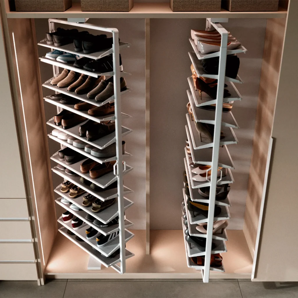 Kosz obrotowy na buty GTV regulowany Cichy Domyk Biały