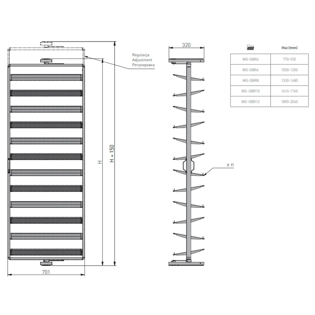 Kosz obrotowy na buty GTV regulowany Cichy Domyk Biały