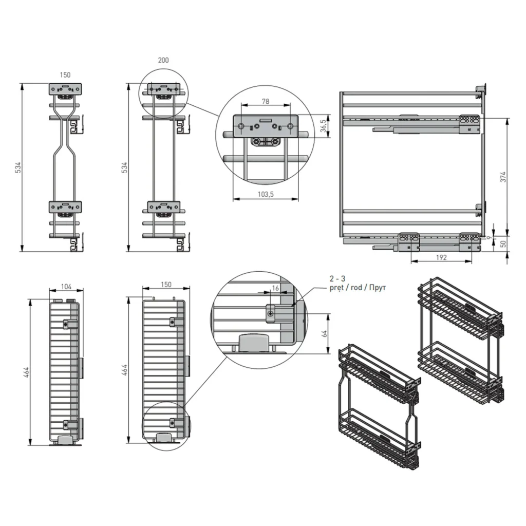 Kosz Cargo 2P Boczne Movix Druciany GTV Chrom CICHY DOMYK