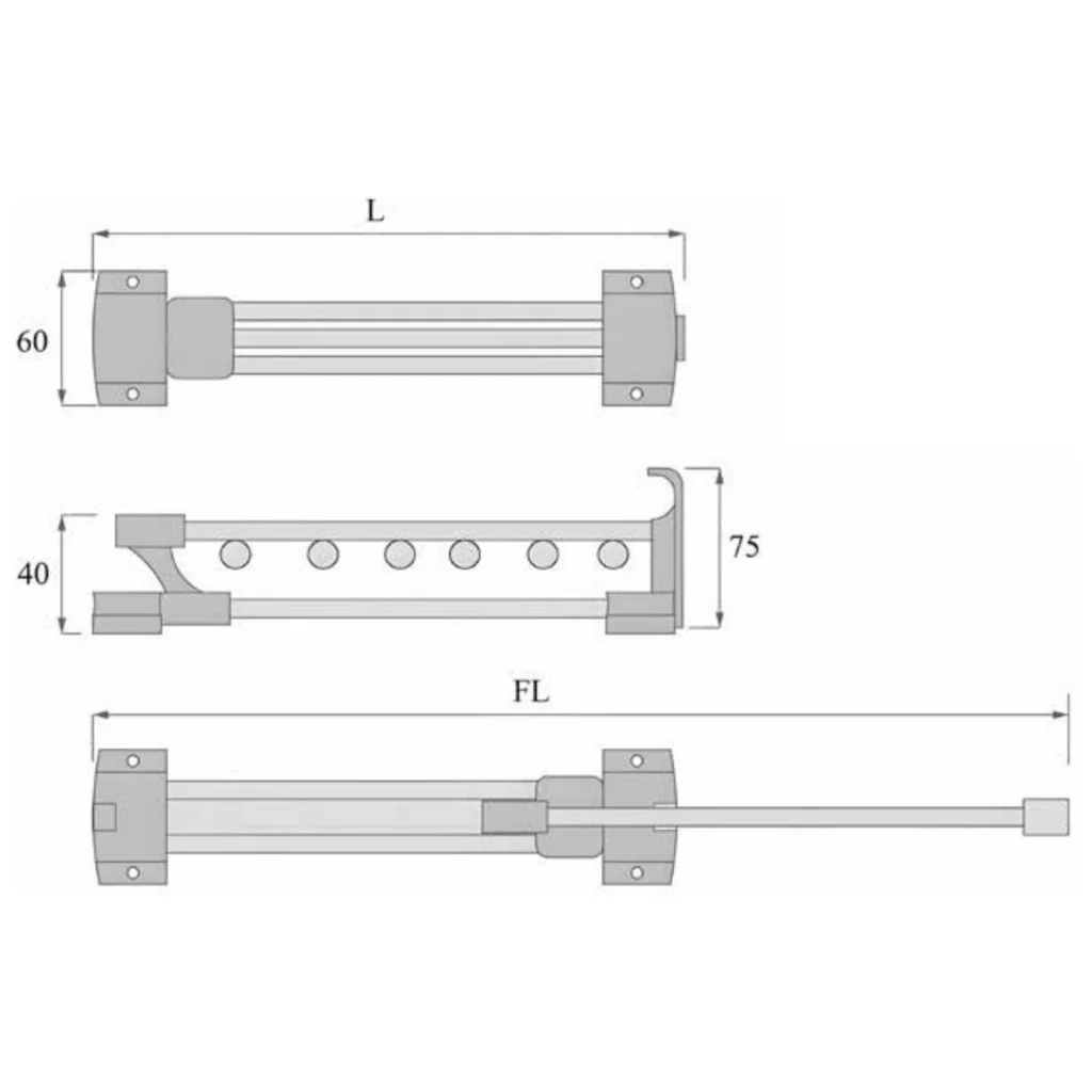 Wysuwany wieszak na ubrania do szafy i garderoby PA-WW3 CZARNY