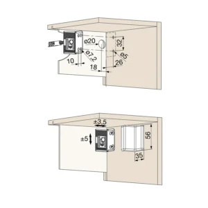 Zawieszka kątownik metalowy z osłoną złącze meblowe regulowane JK40 biały
