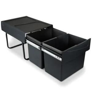 Kosz na śmieci Segregator wysuwany do szafki 400mm 40 2x15L Czarny EMUCA