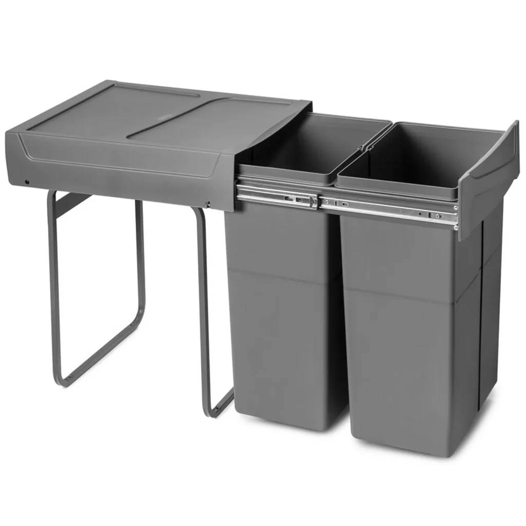 Kosz na śmieci Segregator wysuwany do szafki 400mm 40 2x25L Szary EMUCA
