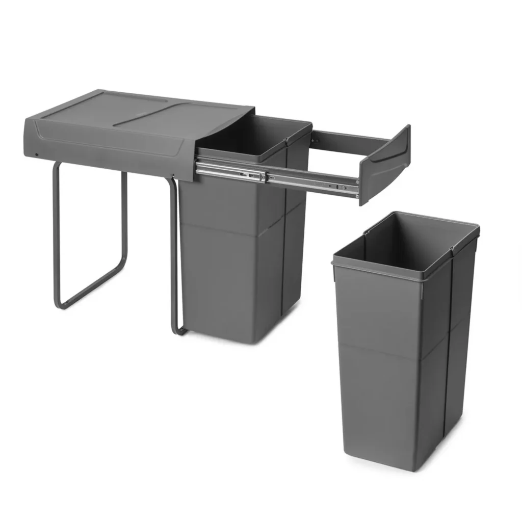 Kosz na śmieci Segregator wysuwany do szafki 400mm 40 2x25L Szary EMUCA