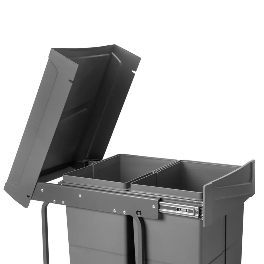 Kosz na śmieci Segregator wysuwany do szafki 400mm 40 2x25L Szary EMUCA