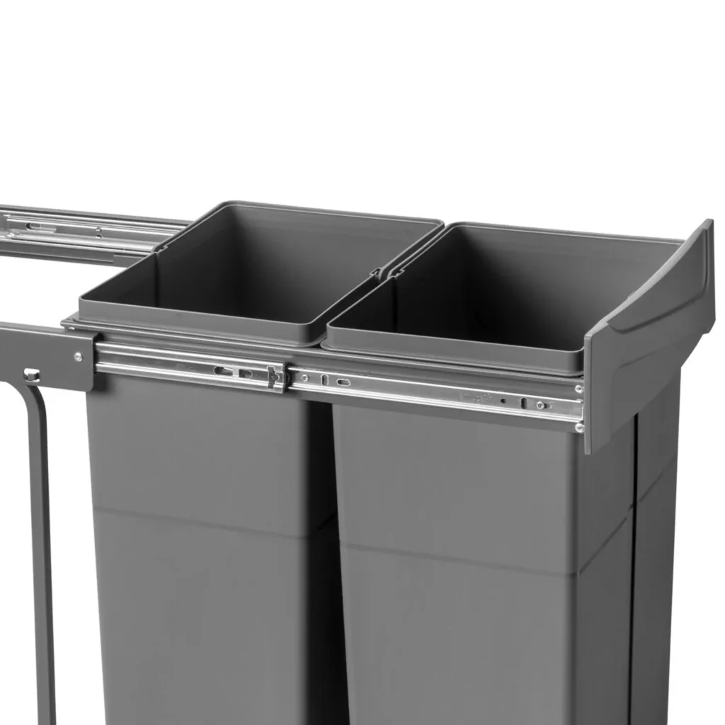 Kosz na śmieci Segregator wysuwany do szafki 400mm 40 2x25L Szary EMUCA