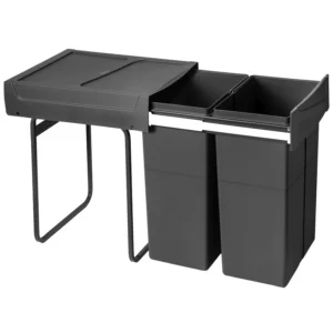 Kosz na śmieci Segregator wysuwany do szafki 400mm 40 2x25L Czarny EMUCA
