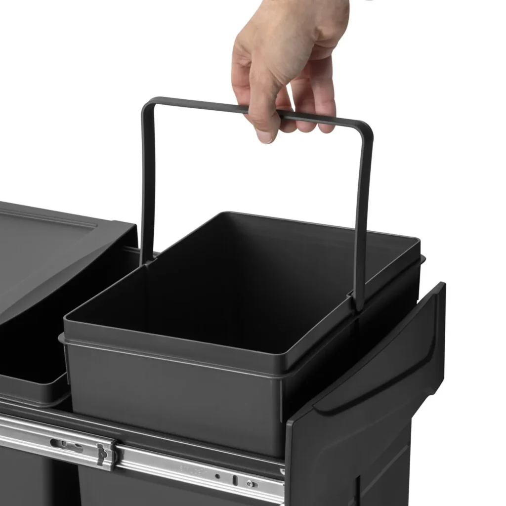 Kosz na śmieci Segregator wysuwany do szafki 400mm 40 2x25L Czarny EMUCA
