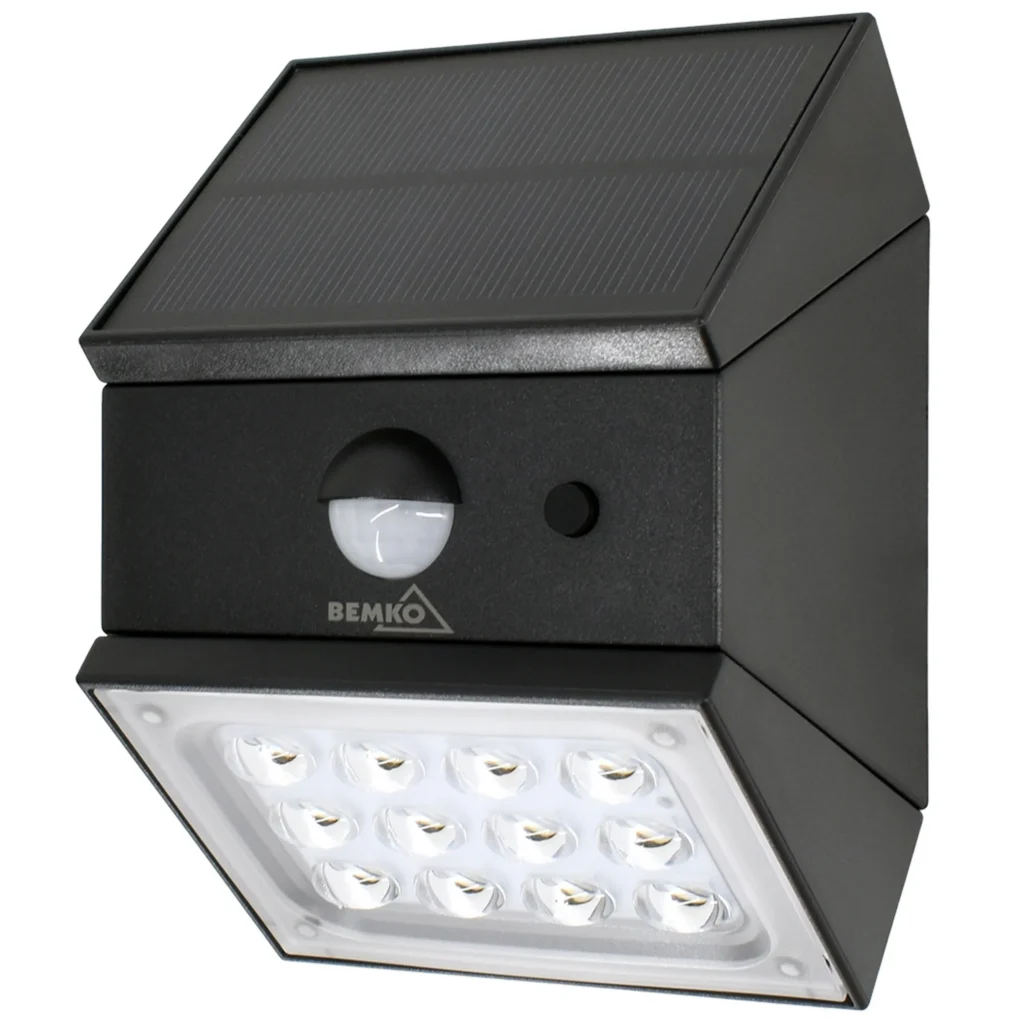 Naświetlacz solarny lampa LED RUBIC 2,5W 300LM CCT IP65 CZUJNIK PIR Czarny