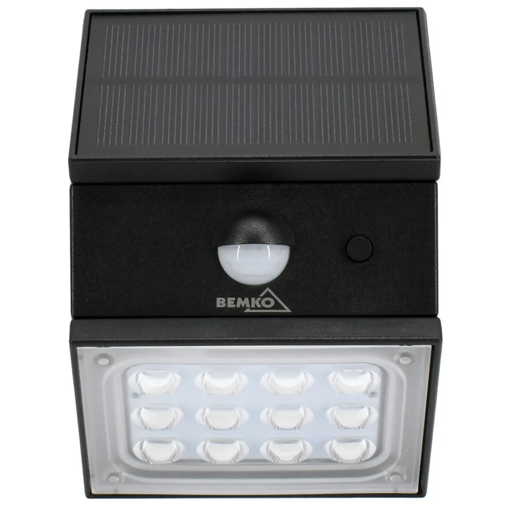 Naświetlacz solarny lampa LED RUBIC 2,5W 300LM CCT IP65 CZUJNIK PIR Czarny