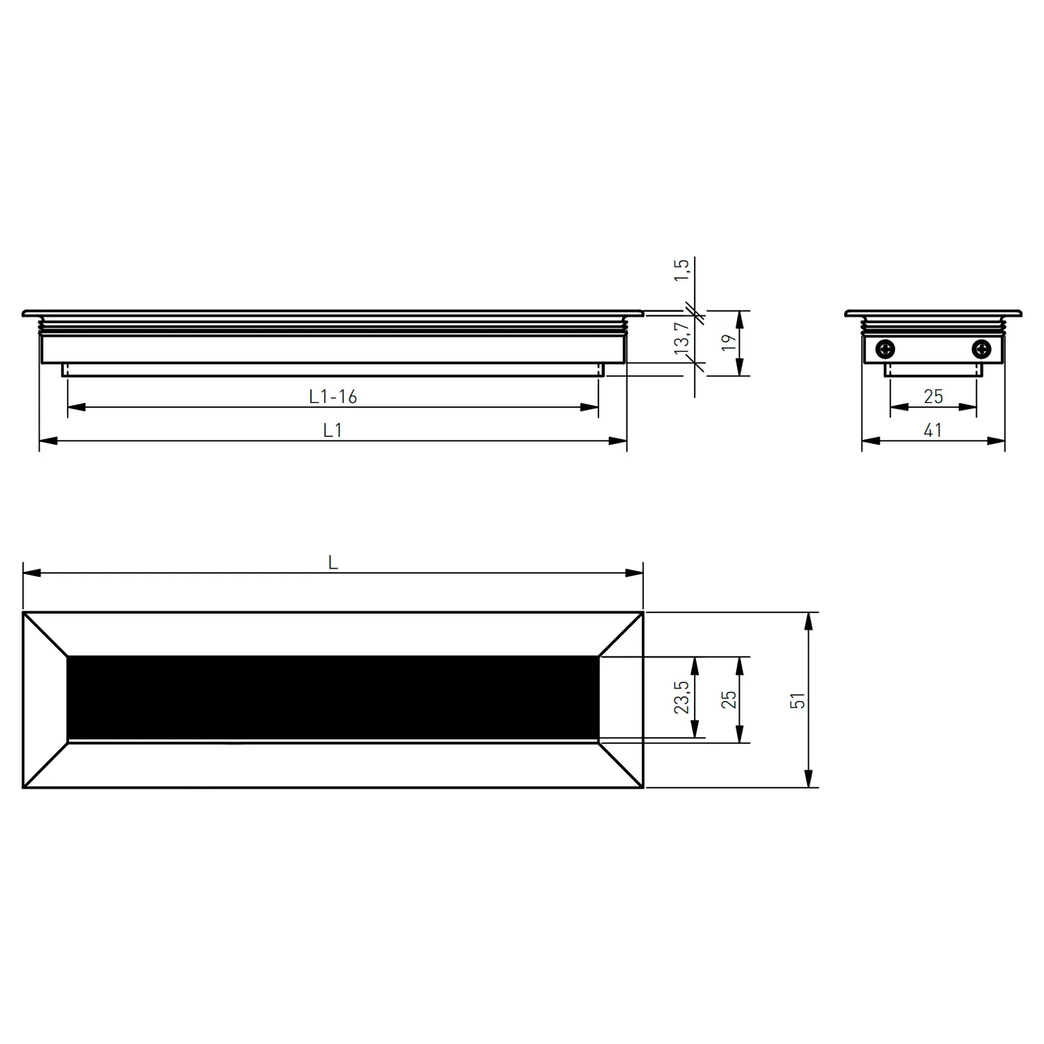 Przepust kablowy Przelotka aluminiowa 51x180mm GTV MERIDA Aluminium