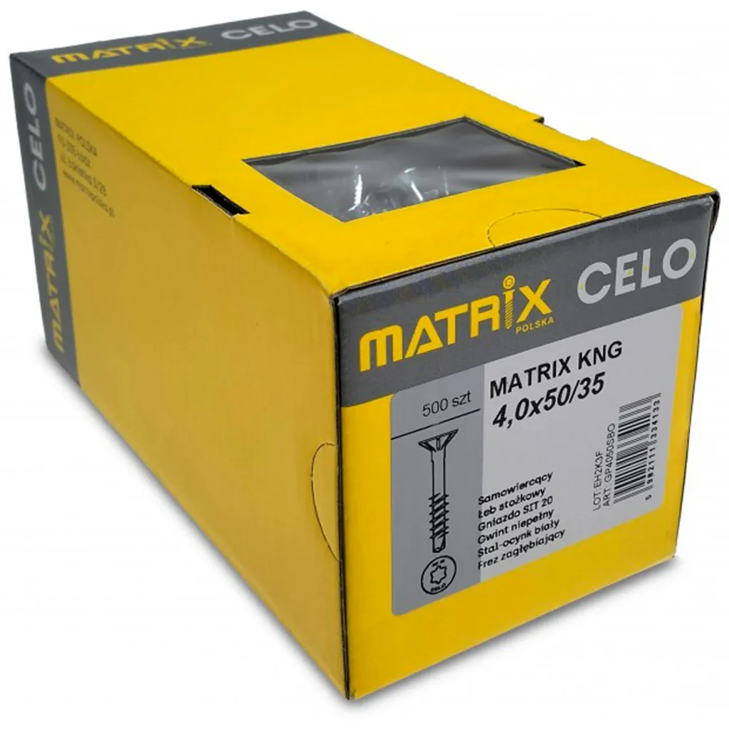 Wkręty do drewna płyt samowiercące 4x50mm SIT 20 łeb stożkowy MATRIX 500szt