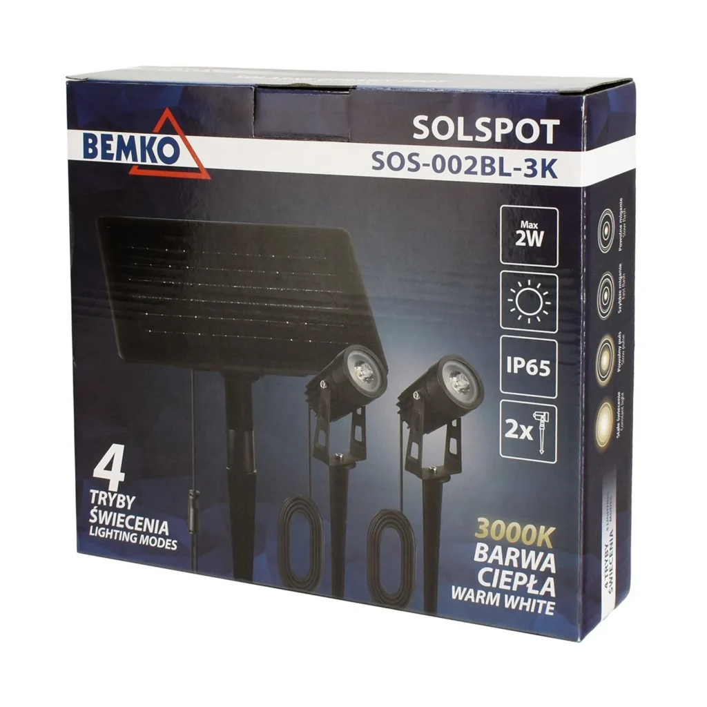 Solarne oprawy SPOT SOLSPOT LED 2W – 2 szt. 3000K IP65 czarne
