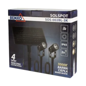 Solarne oprawy SPOT SOLSPOT LED 2W – 2 szt. 3000K IP65 czarne