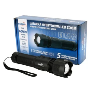 Latarka hybrydowa LED ZOOM 10W 600 lm akumulatorowa IP42 Bemko