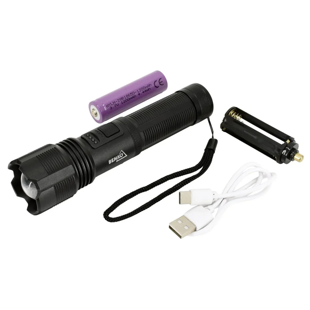 Latarka hybrydowa LED ZOOM 10W 600 lm akumulatorowa IP42 Bemko