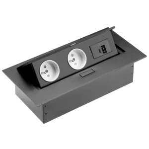 Gniazdo wpuszczane chowane w blat FLEXIPORT Czarne z USB GTV
